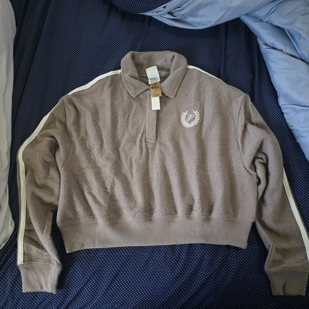 VS PINK Nude Pink Pullover with White Stripes